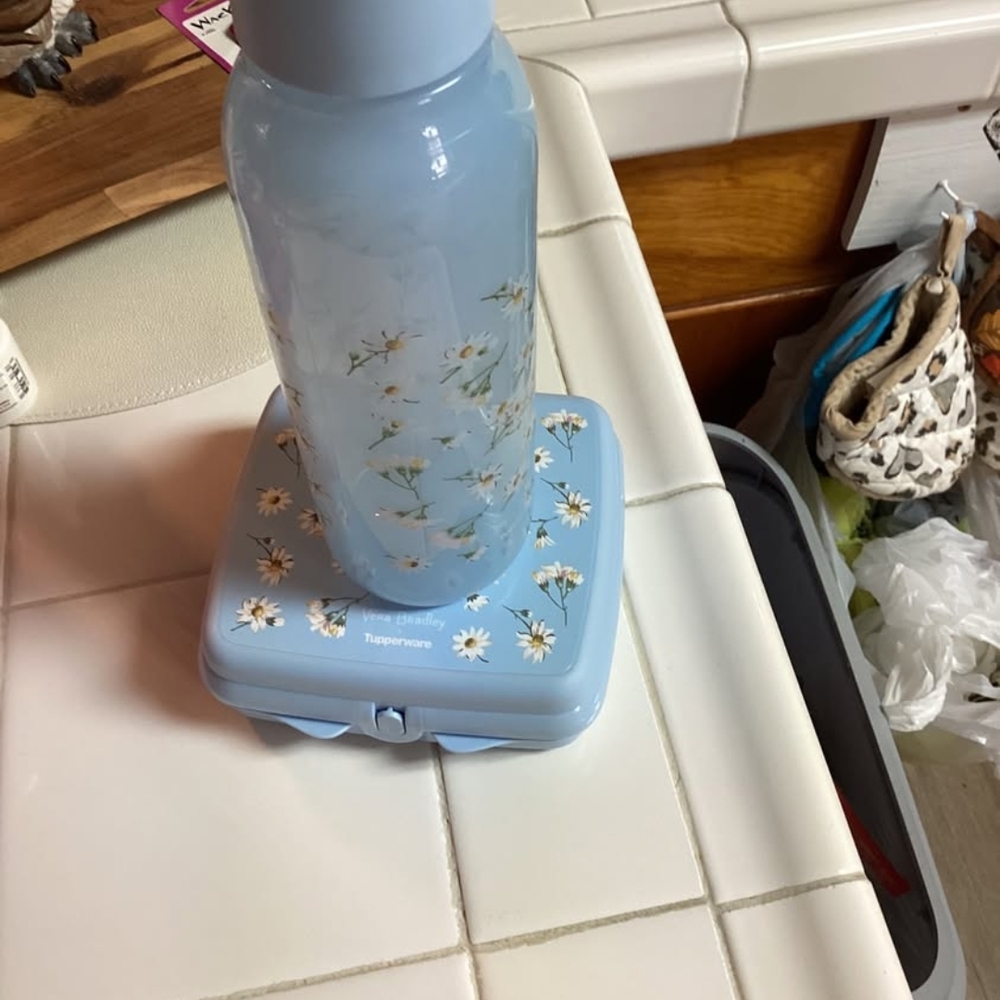 Tupperware Light Blue Daisy Bottle